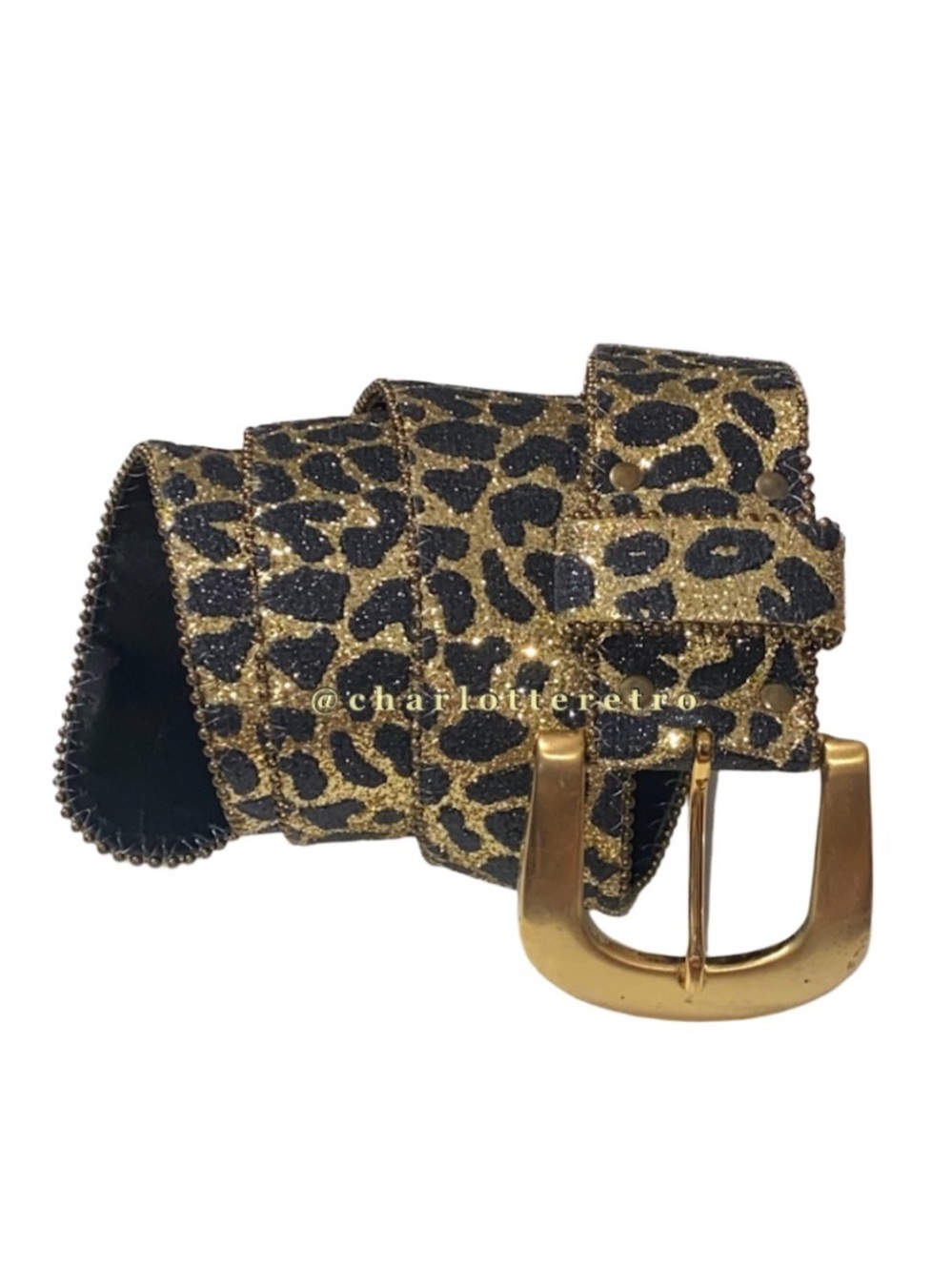 vtg Accessory Lady • Cheetah Print Glitter Belt • USA